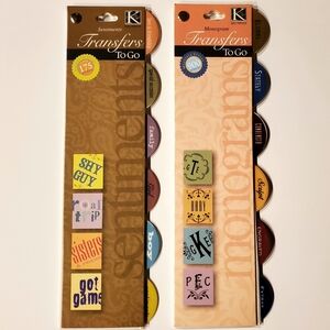 4 Rub-on Transfers Scrapbooking Card Making Junk Journal Sentiments Monogram Lot